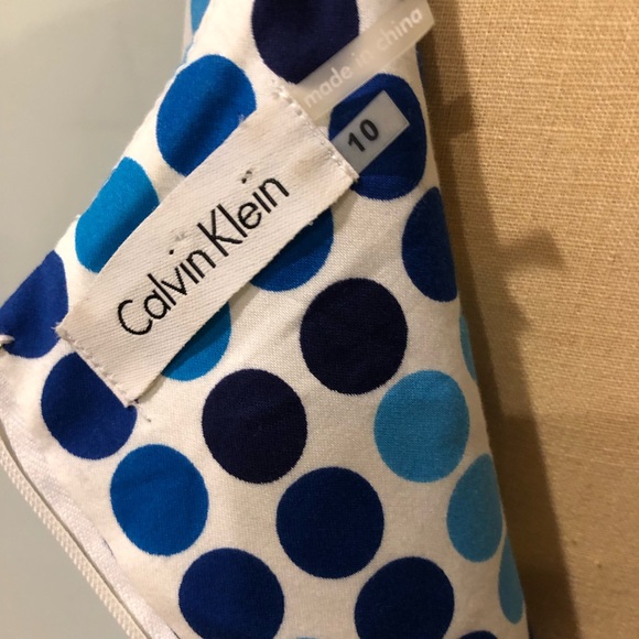 Calvin Klein Blue and White Polka Dot Sleeveless Dress - Picture 7 of 7